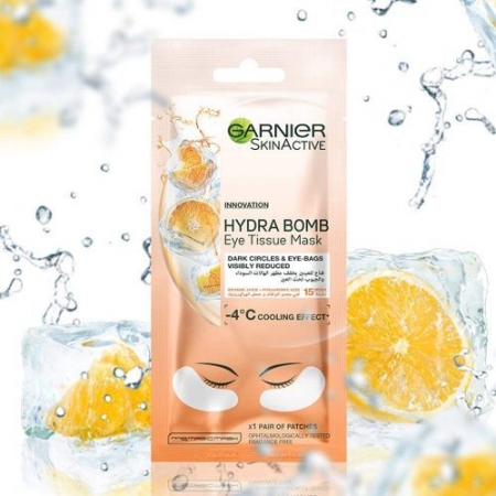 1pc Garnier Moisture Bomb Hyaluronic Acid & Orange Juice Eye Face Mask